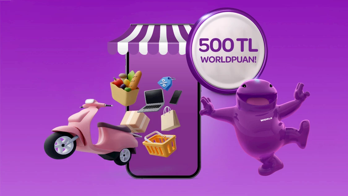 Seçili e-ticaret platformlarından yapacağınız harcamalara 500 TL Worldpuan fırsatını kaçırmayın!